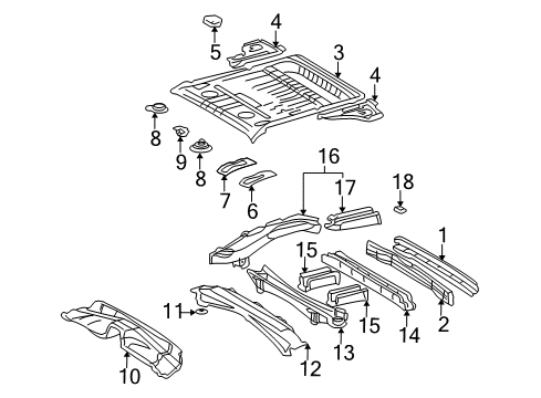 2003 Toyota RAV4 Member Sub-Assy, Rear Floor Cross Diagram for 57608-42020