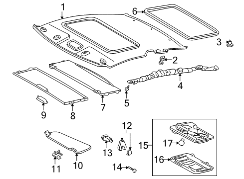 2002 Toyota Celica Holder, Visor WHITE Diagram for 74348-12030-A0