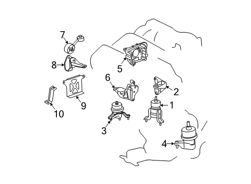 2007 Toyota Solara Engine & Trans Mounting Diagram 1 - Thumbnail