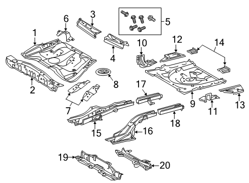 2012 Scion tC Pan, Center Floor L/BOL Diagram for 58211-21900