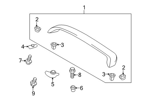 2005 Toyota Echo Spoiler, Rear Diagram for 76871-52070-B1