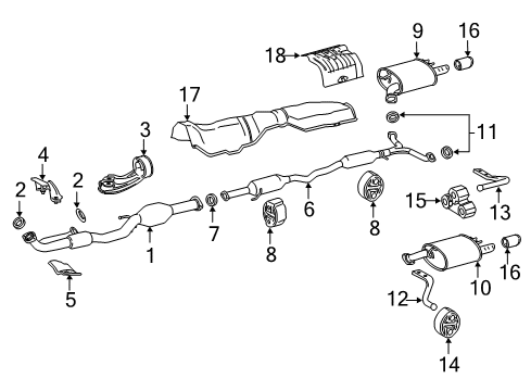 2018 Toyota Camry Pipe Assembly, Exhaust T Diagram for 17440-F0100