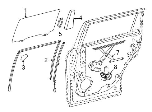 2016 Toyota Highlander Rear Door - Glass & Hardware Diagram