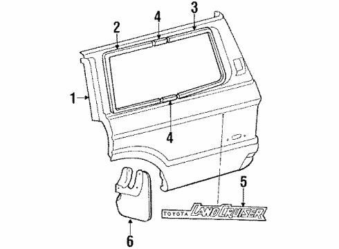 1984 Toyota Land Cruiser Quarter Panel Trim & Glass, Body Diagram