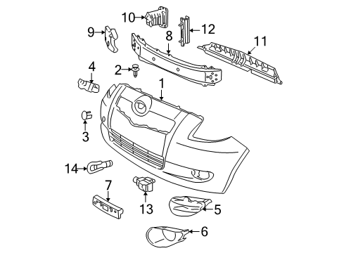 2007 Toyota Yaris Cover, Front Bumper Diagram for 52119-52922