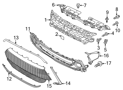 2020 Toyota Yaris Grille & Components Diagram