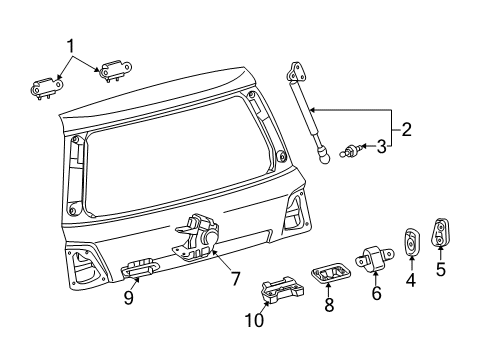 2013 Toyota Land Cruiser Lift Gate - Lock & Hardware Diagram