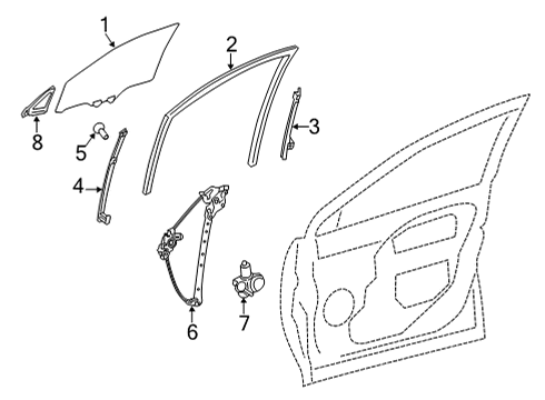 2021 Toyota Venza Front Door Glass & Hardware Diagram 1 - Thumbnail