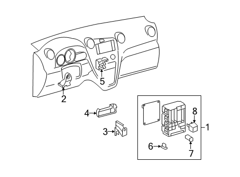 2009 Toyota Matrix Bracket, Junction Block Diagram for 82673-12240