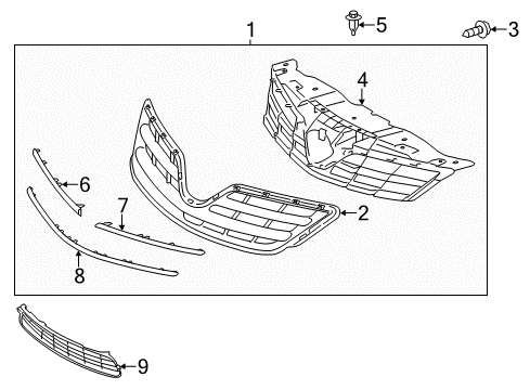 2013 Toyota Corolla Grille, Silver, Front Upper Diagram for 53111-02820-B0