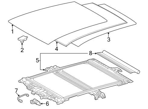 2023 Toyota bZ4X GLASS, ROOF WINDOW Diagram for 63211-42250