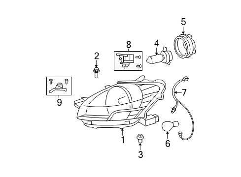 2009 Toyota Yaris Bulbs Diagram 3 - Thumbnail