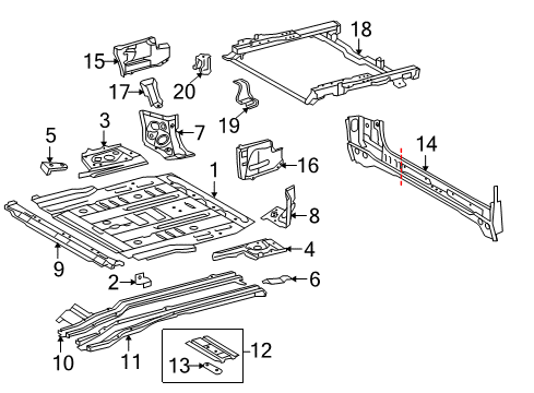 2017 Toyota 4Runner Rear Floor & Rails Diagram