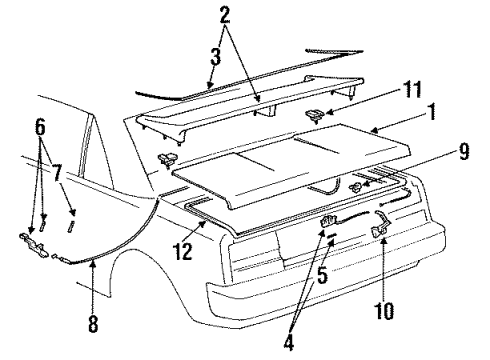 1988 Toyota MR2 Trunk, Body Diagram