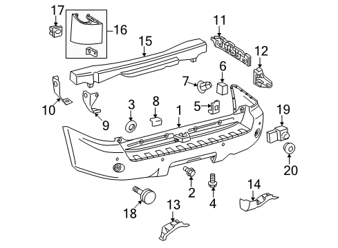 2009 Toyota Sequoia Retainer, Rear Bumper End, RH Diagram for 52587-0C010