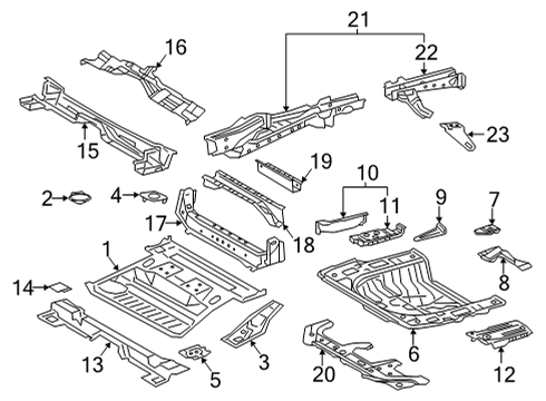 2021 Toyota RAV4 Prime Rear Floor & Rails Diagram