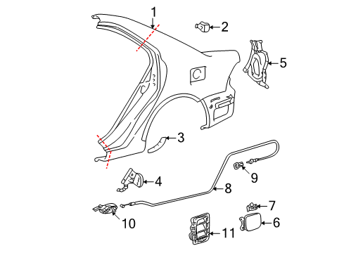 2004 Toyota Corolla Quarter Panel Protector, Front Driver Side Diagram for 58742-02060