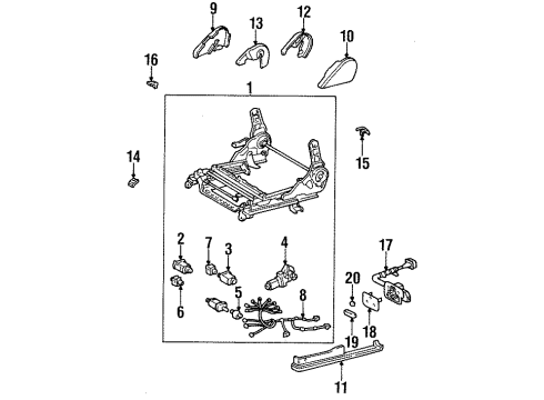 1997 Toyota Avalon Cover, Seat Track Bracket, Inner RH Diagram for 72157-07010-C0