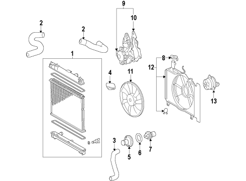 2014 Scion iQ Radiator Assembly Diagram for 16400-40220