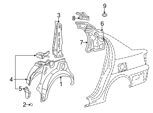 2000 Toyota Echo Panel, Roof Side, Inner RH Diagram for 61731-52050