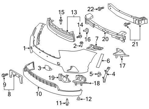 2014 Toyota Highlander Cover, Front Bumper L/P Diagram for 52119-0E925