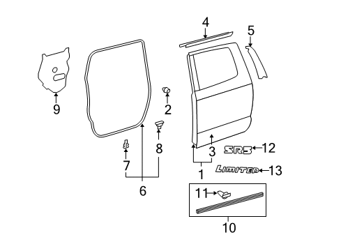 2011 Toyota Tundra Rear Door & Components, Exterior Trim, Body Diagram 2 - Thumbnail