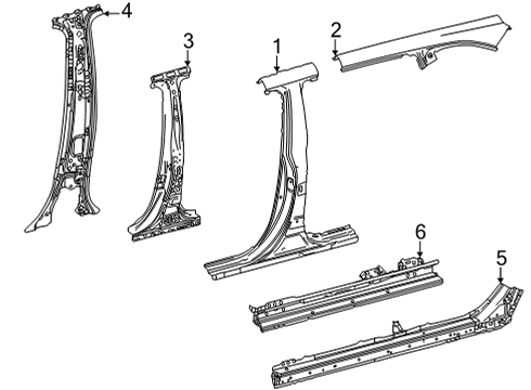 2021 Toyota Highlander Center Pillar & Rocker Diagram