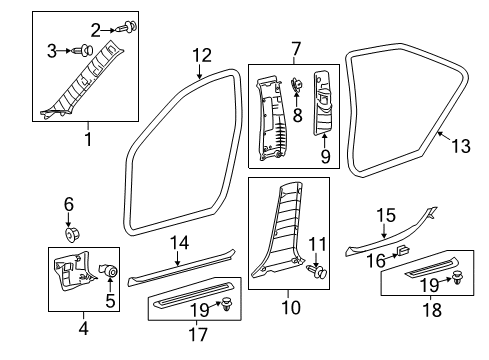 2016 Toyota Avalon GARNISH Assembly, Front Pillar Diagram for 62220-07020-B0