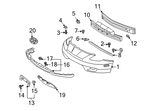 2003 Toyota Celica Front Bumper Diagram