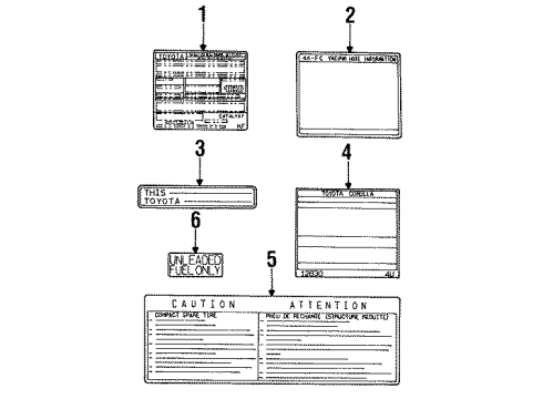 1991 Toyota Corolla Information Labels Diagram