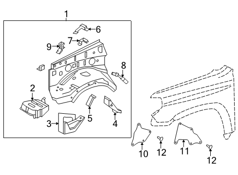 2019 Toyota 4Runner Inner Components - Fender Diagram