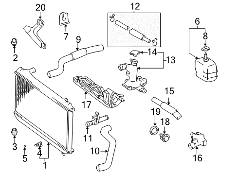 2002 Toyota Camry Tank Assy, Radiator Reserve Diagram for 16470-20080