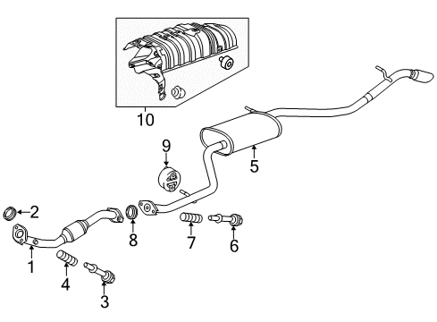 2013 Scion iQ Front Exhaust Pipe Assembly Diagram for 17410-47200