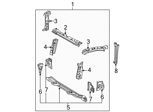 2001 Toyota RAV4 Support, Radiator, Upper RH Diagram for 53213-42020