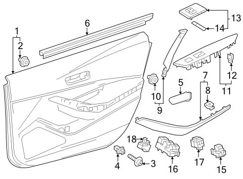 2023 Toyota GR Corolla Interior Trim - Front Door Diagram