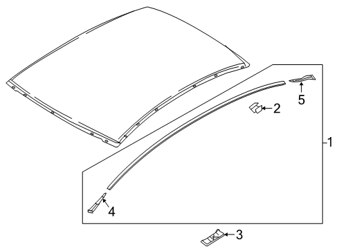 2020 Toyota Yaris MOULDING, Roof Drip Diagram for 75551-WB001