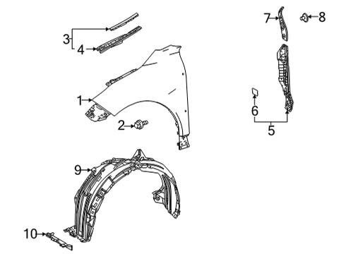 2023 Toyota Venza Fender Sub-Assembly, Fr Diagram for 53801-48140