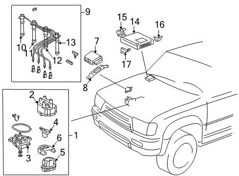 1996 Toyota 4Runner Distributor Assy Diagram for 19050-75020