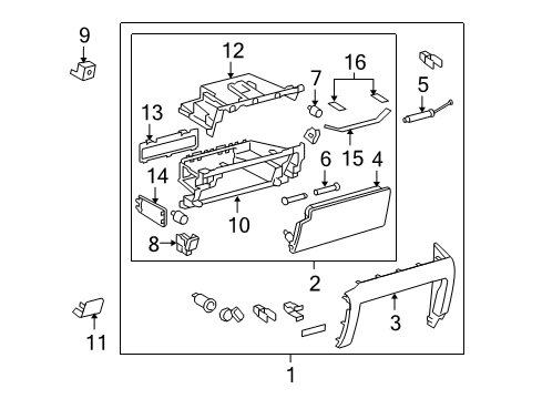 2012 Toyota 4Runner Cover, Glove Compartment Diagram for 55569-35010-C0