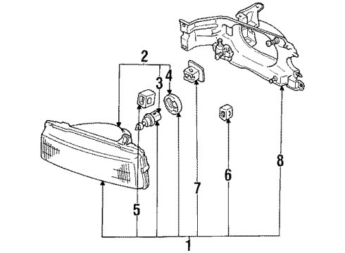 1988 Toyota Corolla Driver Side Headlamp Housing Sub-Assembly Diagram for 81106-1A750