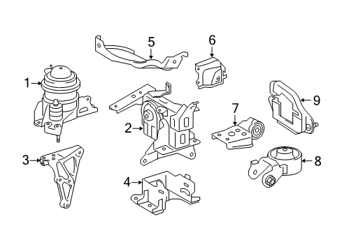 2013 Toyota Prius C Engine & Trans Mounting Diagram