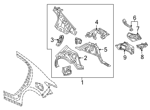 2020 Toyota Yaris Inner Structure - Quarter Panel Diagram 2 - Thumbnail