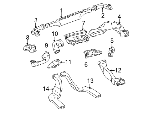 2002 Toyota Avalon Duct, Air, Rear Diagram for 87212-07030