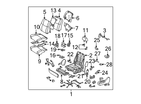 2007 Toyota Avalon Frame Assembly, Front Seat Diagram for 71120-AC030