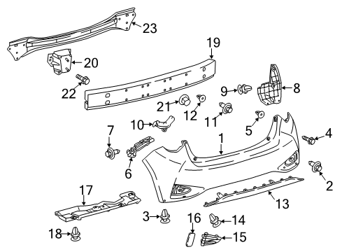 2018 Toyota Yaris Cover, Rear Bumper L/C Diagram for 52159-0U921