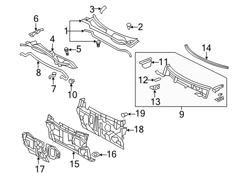 2008 Toyota Camry Cowl Diagram 1 - Thumbnail