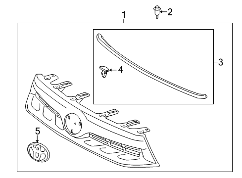 2012 Toyota Highlander Radiator Grille Sub-Assembly Diagram for 53101-48370