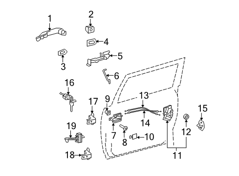 2007 Toyota FJ Cruiser Handle Assembly, Front Door Outside, Left Diagram for 69210-35160