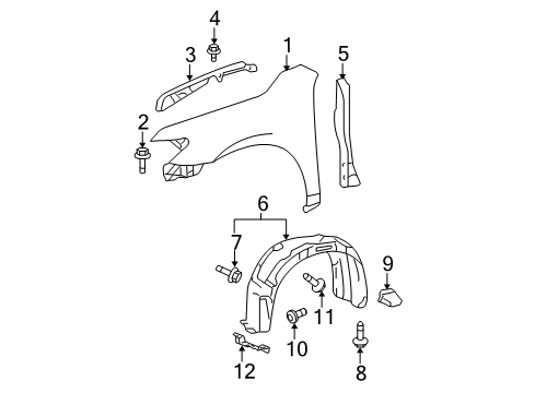 2008 Toyota Camry Fender & Components, Exterior Trim, Body Diagram 1 - Thumbnail