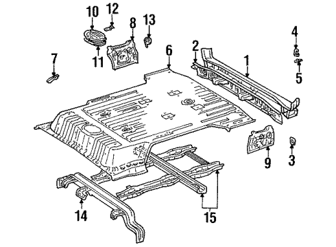 1997 Toyota Land Cruiser Rear Body Panel, Floor & Rails Diagram